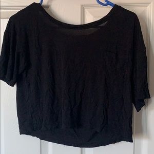 Black crop top with side pocket